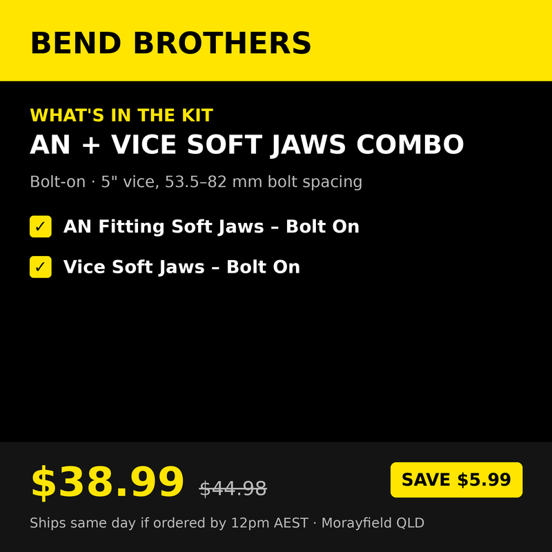 Load image into Gallery viewer, AN Fitting + Vice Soft Jaws Combo – Bolt-On (5" Vice)
