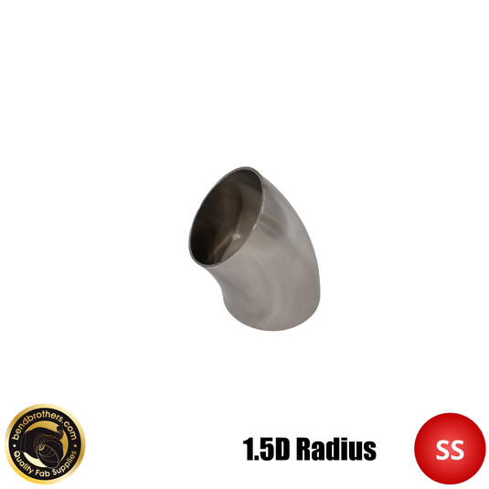 1.75" (45mm) 304 Stainless Steel 45° Elbow - 1.5D Radius - 1.6mm Wall - Un-prepped