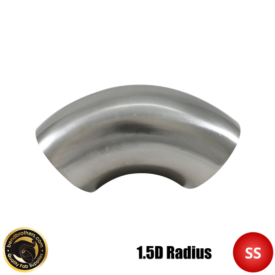 3" (76mm) 304 Stainless Steel 90° Elbow - 1.5D  Radius - 1.6mm Wall - Un-prepped